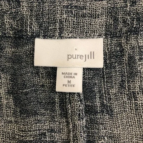 J Jill Pure Jill Linen Blend Blouse Petite Size PM Blue Gray - Picture 7 of 9